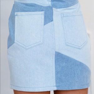 color block denim skirt